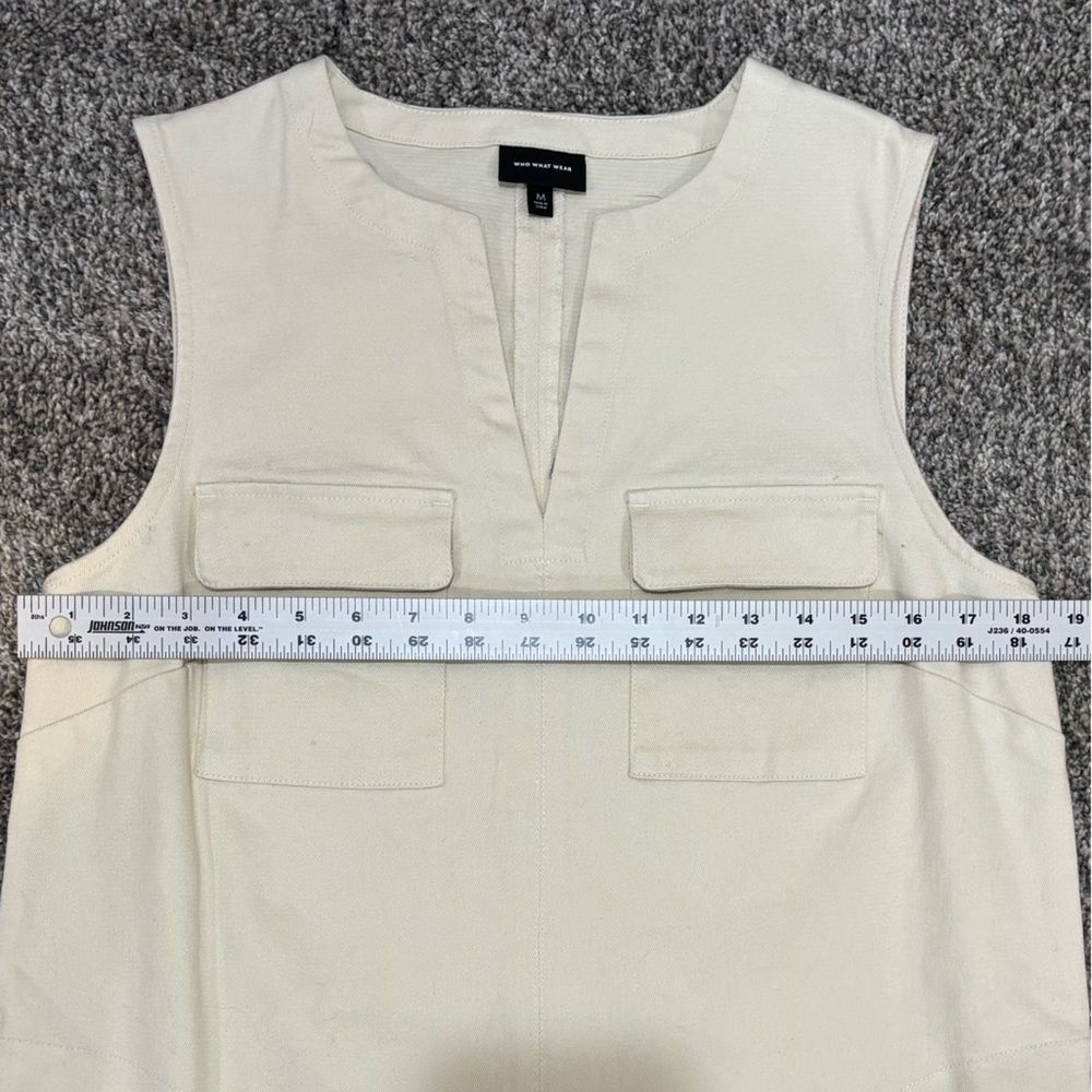 Cream Cream Denim Sleeveless Mini Dress by Who What Wear -size Medium - Picture 7 of 7